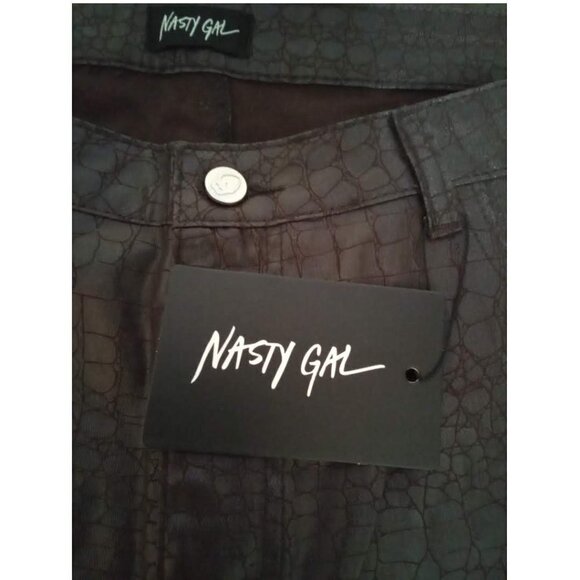 Nasty Gal NWT Slit's Now Or Never Coated Croc Straight Jean Sz 16 - Picture 9 of 10